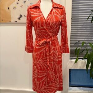 Diane Von Furstenberg Justin Wrap Dress with Collar